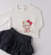 completo manica lunga + gonna neonata/bambina